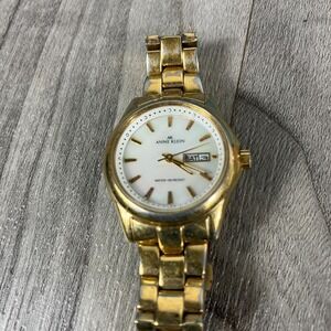 Anne Klein Watch Womens Gold Case White Dial Date Bracelet Watch